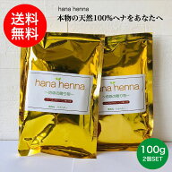 【白髪染め・頭皮に優しい】天然100％ ヘナ hana henna ハナヘナ ハーバルブラウン（こげ茶）【2袋セット…