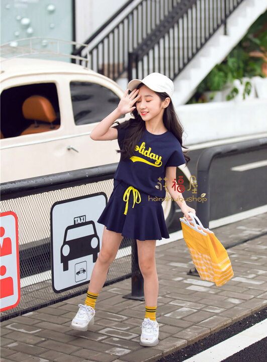 楽天市場】韓国子供服 女の子 セットアップ Tシャツ ショートパンツズスカート 2点セット 体操服 チアガール 夏服 キッズ 姫系 上下 オシャ  プリント 遠足 海外旅行 ネイビー ピンク 100 110 120 130 140 150 160 S M L キッズ お出かけ プリント 活動