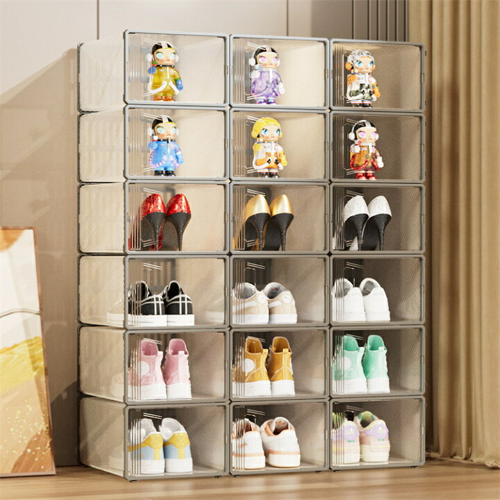 数量限定】省スペース シューズボックス 幅104x奥行24x高さ52cm 下駄箱 玄関 シューズボックス クリア スニーカーボックス 縦型 透明 靴箱 玄関収納 収納ボックス 下駄箱 男女兼用 プラスチック 防水 防塵
