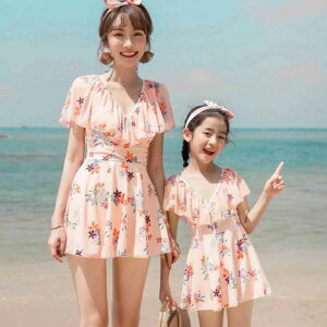 2色!親子 女の子 水着 体型カバー お姫様 キッズ 水着 子供 花柄 ワンピース水着 レディース 水着 着痩せ 女の子 子供用 温泉水着 夏 単品売り