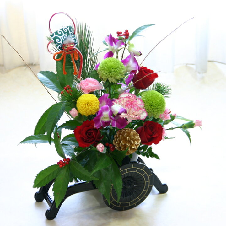 楽天市場 送料無料 正月飾り 生花 正月花 迎春のお正月限定フラワーアレンジメント 華ぐるま 花の専門店 行きつけのお花屋さん