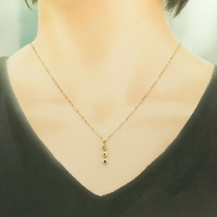 楽天市場】K18 計0.5ct 3粒ダイヤ ネックレス ダイヤモンド 18金 天然  
