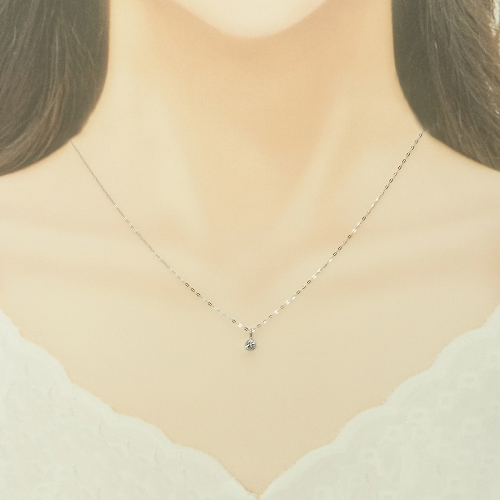 プラチナ 0.3ct ダイヤ ネックレス ダイヤモンド Pt 天然 diamond 40cm アズキチェーン | 華パール