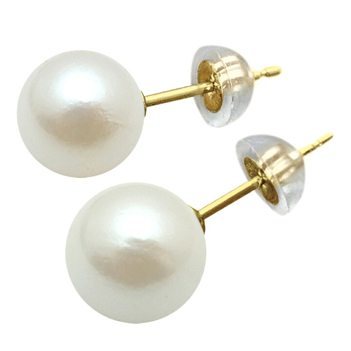 楽天市場】パール ピアス 8mm 18金 アコヤ 真珠 K18 ホワイト あこや  