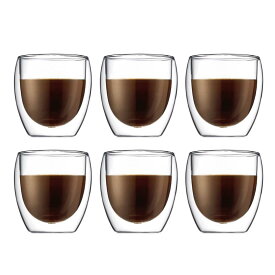 BODUM ボダム グラス コップ タンブラー PAVINA パヴィーナ ダブルウォールグラス 250ml 6個セット 保温保冷性 二重構造 耐熱ガラス 電子レンジ可 オーブン可 食洗器可 冷凍庫可 【正規品】 4558-10-12