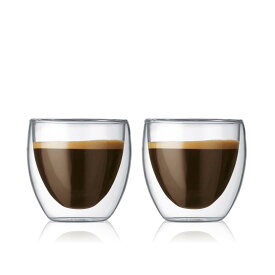 BODUM ボダム グラス コップ タンブラー PAVINA パヴィーナ ダブルウォール グラス 80ml 2個セット 保温保冷性 二重構造 電子レンジ可オーブン可 食洗器可 【正規品】 4557-10