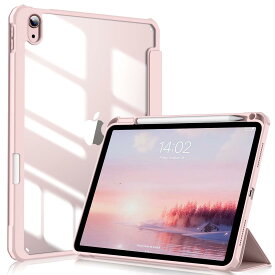 KenKe iPad (A16) 11世代 ケース (11インチ、2025モデル) iPad 第10世代 10.9インチ 2022 透明バックカバー 三つ折スタンド スリープ機能 軽量 薄型 傷つけ防止 PU合成レザー TPU材質 Apple Pencil 収納可能 ピンク