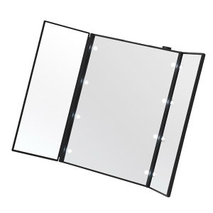 永井興産 女優ミラー 化粧鏡 三面鏡 LEDライト付 ブラック 卓上 折りたたみ ビューティーミラー NK-2720