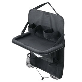 セイワ(SEIWA) 車内用品 後部座席用テーブル ソフトシートバックトレイWA143 リアトレイ 大型 ワイドサイズ 布生地製 多機能 収納ポケット ティッシュカバー ドリンクホルダー フック マチ付き 閉じてもシートバックポケットとして使える