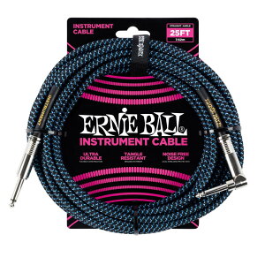 �y���K�i�z ERNIE BALL 6060 �y��p�V�[���h�P�[�u�� 25�t�B�[�g BRAIDED INSTRUMENT CABLE 7.62m �u���b�N/�u���[