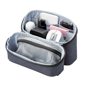 エレコム(ELECOM) オーガナイズポーチ リサイクル素材 大容量収納 取っ手付き 撥水 ネイビー BMA-GP18NNV 内寸:幅約 送料無料
