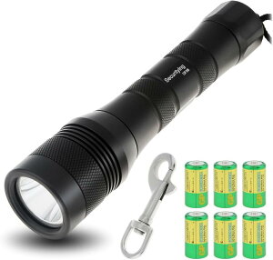 SecurityIng DF08 �_�C�r���O���C�g 1050���[���� ���邢 U4 LED �������C�g IPX-8�h�� ����150M 6500K 1�_�����[�h �_�C�r���O�E�i�C�g�_�C�r���O�E�X�L���[�o�_�C�r���O���C�g �P��^�d�r�E18650�E266