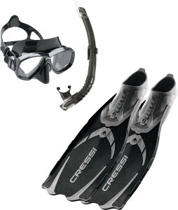 CRESSI �V���m�[�P�����O 3�_�Z�b�g [ PLUMA BAG ] �t���t�b�g�t�B�� 2�჌���Y�}�X�N �X�v���b�V���K�[�t���V���m�[�P�� �u���b�N �y���K�i�z