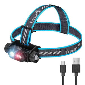 Trustfire �w�b�h���C�g USB-C�[�d�� LED�w�b�h�����v 1350���[���� H6R�����d�� ���� ���P�x ���y�� 18650�o�b�e���[ �t���b�V�����C�g CRI95�����FLED 180�x�p�x���� �������Ԍ�/8�_�����[�h