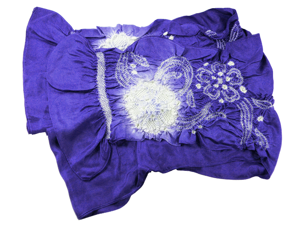 メーカー在庫限り品お子様用 正絹 絞り 青紫系 兵児帯 へこ帯 子ども用 od-25 和服
