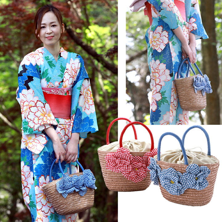 楽天市場】【30%OFF】浴衣や夏のおしゃれに 巾着 かごバッグ 花飾り 