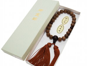 御念珠 紳士用 縞黒檀 鉄刀木 茶色 ふさ 念珠 一連念珠 箱入り nj-30-17