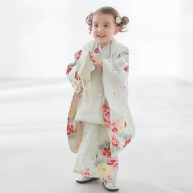 【30％OFF】七五三 KOHARU 被布コートセット 3歳 女の子 着物 8点セット 箱入り 薄緑 kh-1-A 【決算SALE】