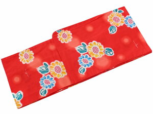 150サイズ 綿 キッズ ゆかた 子供浴衣 紅梅織 仕立て上がり 身長145-155cm レッド k-204-34