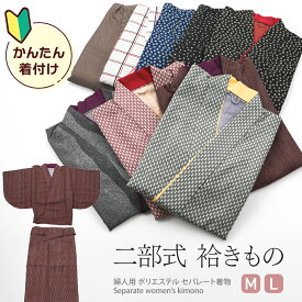 婦人用 二部式 セパレートタイプ お仕立て上がり 小紋 袷 着物 洗える着物 M・Lサイズ 全9種 np-32