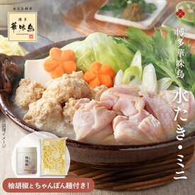 《冬ギフト早割》博多華味鳥 水たきミニセット《柚胡椒・麺付き》（2〜3人前）送料無料【各種熨斗対応】【公式通販】 冬の贈り物 お歳暮 冬ギフト
