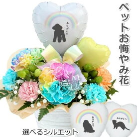生花 シルエット ペット お供え花 お悔やみ花 御供 犬 猫 うさぎ レインボーカーネーション 贈り物 お供え 愛犬 バルーン ギフト 命日 仏花 四十九日 初盆 お盆 法事 供養 法要 アレンジメント 送料無料