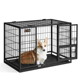 FEANDREA ペットケージ 犬ケージ 中型犬 大型犬 ダブルドア付き トレー付き ペットサークル 大型 組立簡単 室内外兼用 ペットハウス