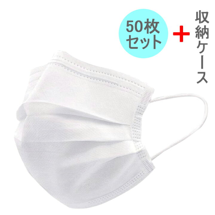 楽天市場】【即納】マスク 50枚+収納ケース 簡易包装 使い捨てマスク  