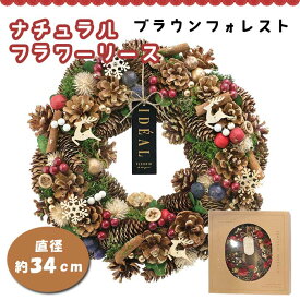 フラワーリース ブラウンフォレスト 飾り 壁掛け クリスマス 玄関 ドア ナチュラル リース 天然素材 ギフト プレゼント CM1614-A 送料無料