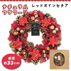 フラワーリース レッドポインセチア 飾り 壁掛け クリスマス 玄関 ドア ナチュラル リース 天然素材 ギフト プレゼント CM1603-A 送料無料