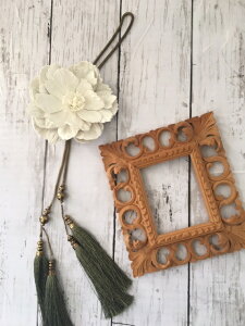 送料無料 タッセル コサージュ ドア飾り リース アネモネ アーティフィシャルフラワー アートフラワー シルクフラワー シャビーシック 大人カワイイ ベージュ アースカラー インテリア 雑