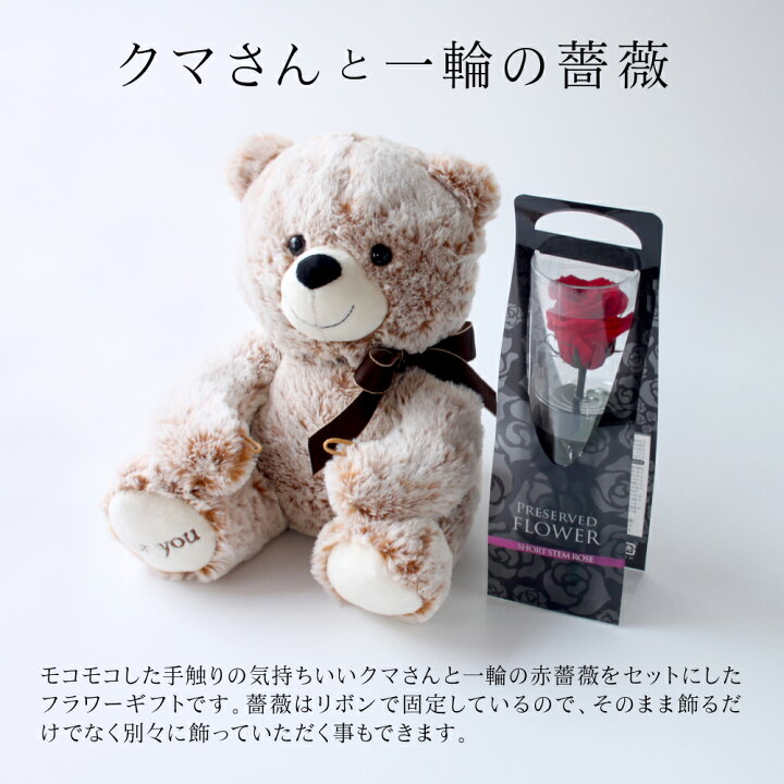 楽天市場】【公式】あす楽12時まで受付中【クマさんと一輪の薔薇】 プリザーブドフラワー 誕生日 母の日 バラ プレゼント 花 女性 母 妻 お祝い  結婚祝い 結婚記念日 出産祝い 退職祝い 還暦祝い 赤 敬老の日 ギフト 送料無料 贈り物 ブリザードフラワ− お花 : 宅配花屋 ...