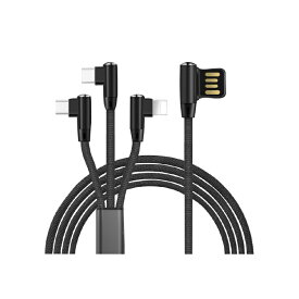 iOS / Micro USB / USB Type-C L字型 3in1 急速充電 ケーブル ライトニングケーブル microusb typec スマホ 充電ケーブル iPhone Android Xperia AQUOS arrows Galaxy HUAWEI|アイフォン usbケーブル タイプc アンドロイド 携帯 充電器 light