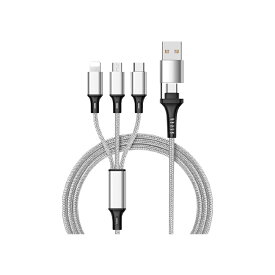 充電ケーブル 3in1 同時充電 複数入力端子 3台 | 断線しにくい 多機種対応 iOS Micro USB Type-C ライトニング 1.2m 2A microusb typec スマホ iPhone Android iPad MacBook Switch Galaxy Xperia AQUOS Google Pixel アイフォン 充電 コード