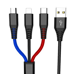 iOS Micro USB Type-C 3in1 �P�[�u�� ���C�g�j���O�P�[�u�� microusb �X�}�z �[�d�P�[�u�� iPhone Android Xperia AQUOS Galaxy | �[�d �[�d�� �[�d�R�[�h usb�P�[�u�� �A���h���C�h �^�C�vc �A�C�t�H�� �f���h�~ �}