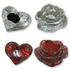 開運 風水 花ハート 花 キャンドルホルダー 炭 インテリア 皿 盛り塩 皿 レッド クリア 透明 2024年風水 ラッキーカラー ろうそく立て 仏具 おしゃれ ペット仏壇 ロウソク ローズ エレガント キャンドル オシャレ 愛 小物入れ 赤 開運アイテム