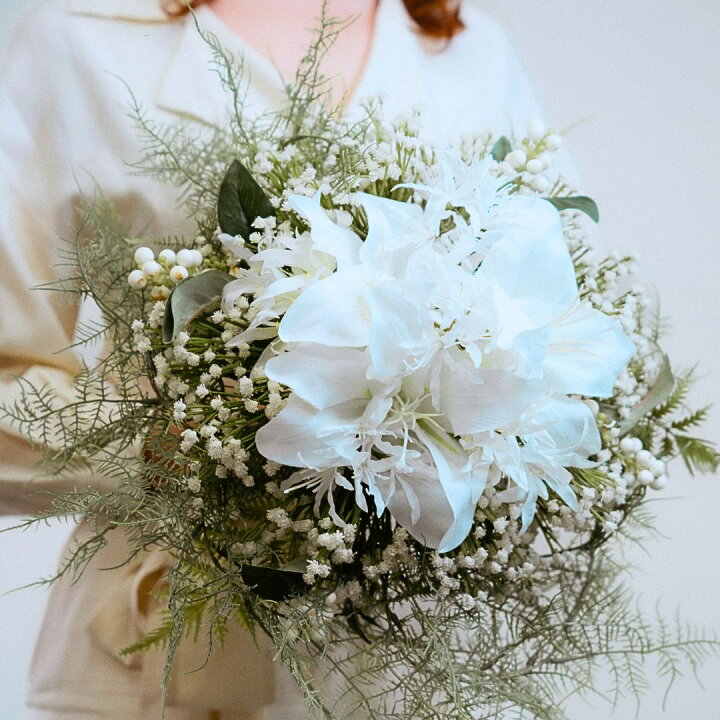 楽天市場】豪華！ユリとかすみ草のグランラウンドブーケ 和装 結婚式  