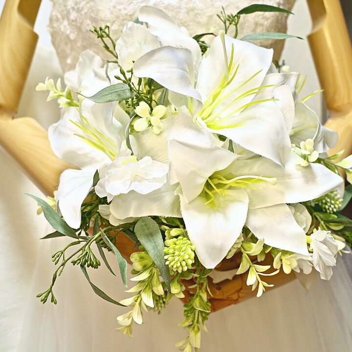 楽天市場】ウェディングブーケ 造花 結婚式 豪華 華やか ユリ 