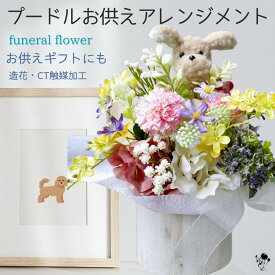 楽天ランキング入賞 【 ペット お供え 犬 】造花 プードル お供え 供養 アレンジメント トイプードル 仏花 フューネラル パステルカラー ピンク かすみ草 仏壇 ギフト 仏 ペット 家族 置物 お供え ご供花 かわいい フラワーアレンジメント お盆 お悔やみギフト