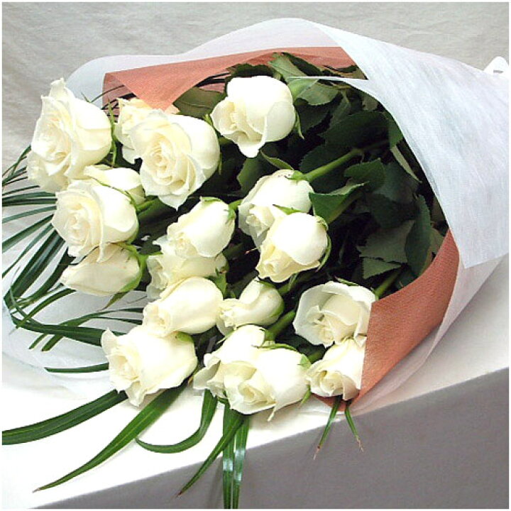 楽天市場 白バラの花束 バラ 1本440円 本以上で注文して下さい バラ花束 送料無料 誕生日プレゼント 花束 バラ 花卸販売サンモクスイ