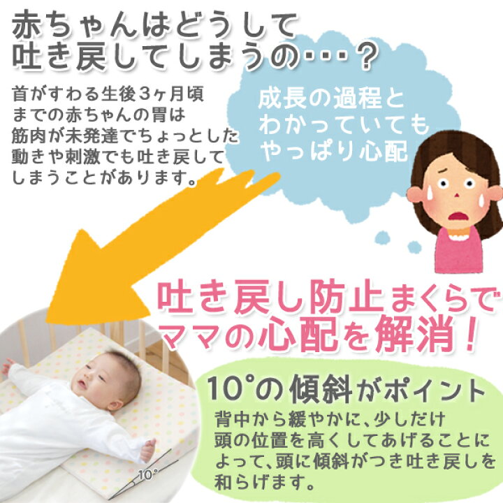 楽天市場 吐き戻し防止枕 日本製 洗える スリーピングピロー ベビー枕 6重ガーゼ ラッピング可 赤ちゃん ベビー用品 ハナサンベビー