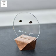 リングピローアクリル製 直径10cm ウェディング 木製土台 ウェルカムスペース おしゃれ シンプル ブライ…
