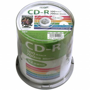 HI DISC CD-R 700MB 100���X�s���h�� �f�[�^�p 52�{���Ή� �����C�h�v�����^�u�� HDCR80GP100