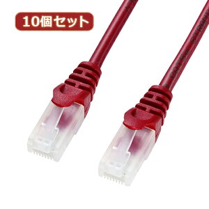 10�Z�b�g�T�����T�v���C �c���܂�h�~CAT5eLAN�P�[�u�� 3m ���b�h LA-Y5TS-03RX10