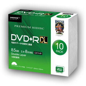 HIDISC DVD+R DL 8�{���Ή� 8.5GB 1�� �f�[�^�L�^�p �C���N�W�F�b�g�v�����^�Ή�10�� �X�����P�[�X���� HDVD+R85HP10SC