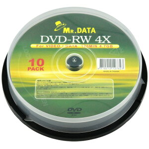 �y10��×5�Z�b�g�z ���C������ DVD-RW 4.7GB �X�s���h�� �f�[�^�p 4�{���Ή� ���[�J�[���[�x�� MR.DATA-DVD-RW47-4X10PSX5
