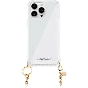PHONECKLACE �t�H���l�b�N���X �`�F�[���V�����_�[�X�g���b�v�t���N���A�P�[�X for iPhone 15 Pro Max �S�[���h PN25603i15PM