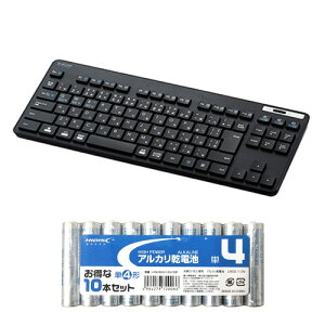 �G���R�� Bluetooth�~�j�L�[�{�[�h/���^/�����u������/�R��/�}���`�y�A�����O�Ή�/�u���b�N + �A���J�����d�r �P4�`10�{�p�b�N�Z�b�g TK-FBM119KBK+HDLR03/1.5V10P