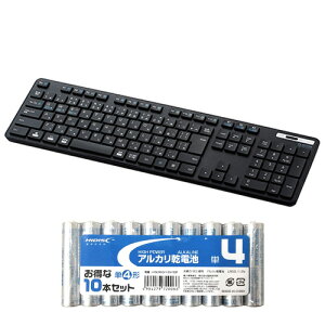 �G���R�� Bluetooth�t���L�[�{�[�h/���^/�����u������/�R��/�}���`�y�A�����O�Ή�/�u���b�N + �A���J�����d�r �P4�`10�{�p�b�N�Z�b�g TK-FBM120KBK+HDLR03/1.5V10P