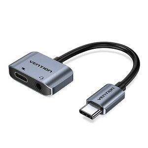 VENTION USB-C to 3.5mm AUX�ϊ� & USB-C �[�d�|�[�g �O���[ BG-6692